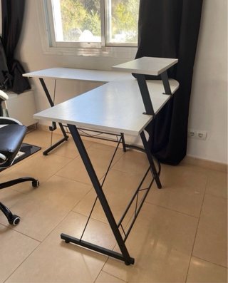Escritorio Gamer L Blanco con Repisa