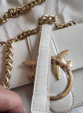 Borsa Rosa Bianco Pelle Metallo Oro