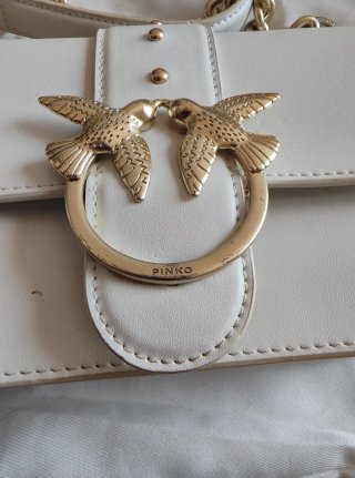 Borsa Rosa Bianco Pelle Metallo Oro