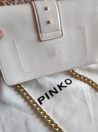 Borsa Rosa Bianco Pelle Metallo Oro