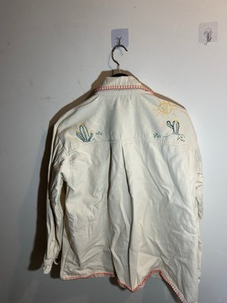 Chaqueta vaquera beige Zara bordada M/L