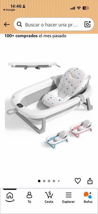 Bañera bebé plegable con cojín
