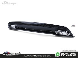 DIFUSOR TRASERO MERCEDES CLASE A W176 AMG + COLAS DOBLES CROMO