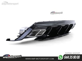 DIFUSOR TRASERO NEGRO BRILLO CON COLAS CROMADAS PARA MERCEDES CLASE A W176