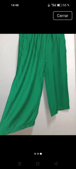 Pantalón ancho mujer verde talla única