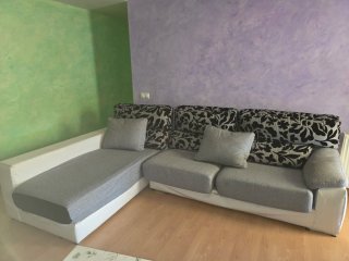 Chaiselongue tela gris y negro