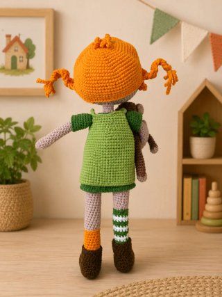 Pipi Calzas Largas Muñeca Crochet