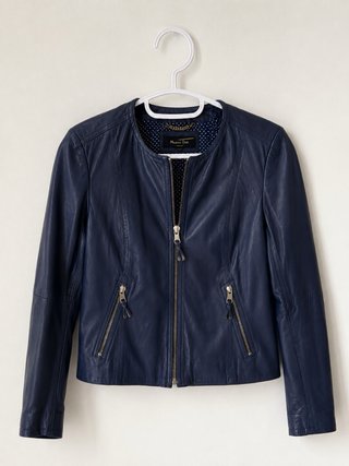 Chaqueta Piel Massimo Dutti Azul Talla XS