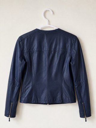 Chaqueta Piel Massimo Dutti Azul Talla XS