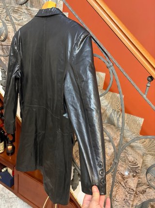 Giacca trench lunga vera pelle di qualità vintage