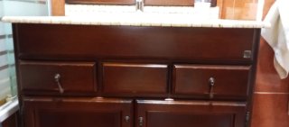 Mueble de baño madera y cristal