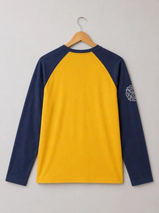 Datch Camiseta Hombre Manga Larga Amarilla Azul