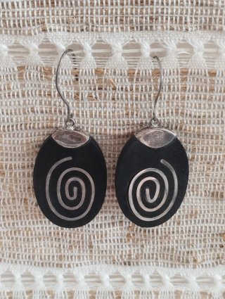 Pendientes artesanales plata y ébano