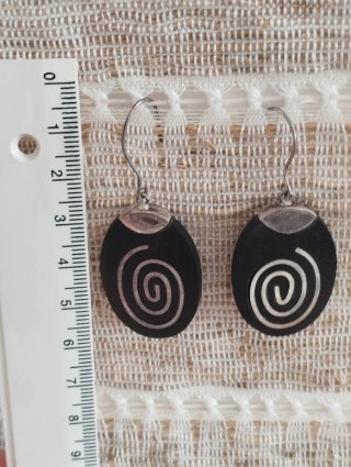 Pendientes artesanales plata y ébano