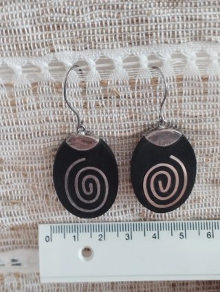 Pendientes artesanales plata y ébano