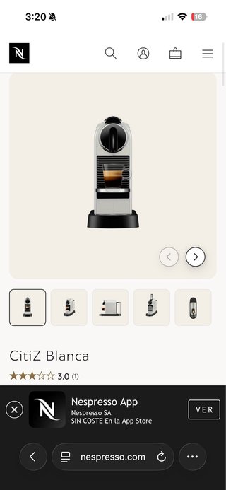 Cafetera Nespresso CitiZ Blanca