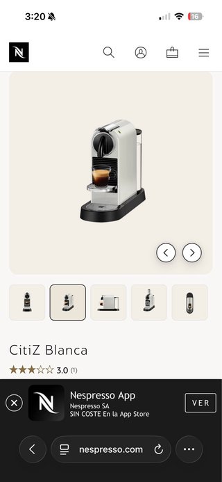 Cafetera Nespresso CitiZ Blanca