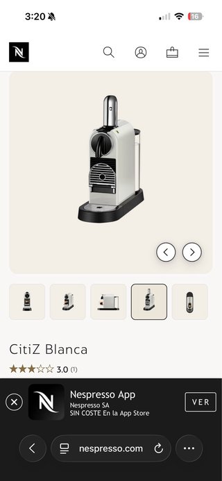 Cafetera Nespresso CitiZ Blanca