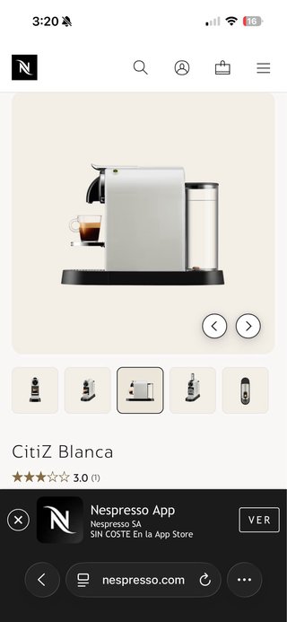 Cafetera Nespresso CitiZ Blanca