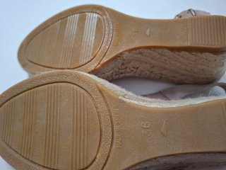 Alpargatas cuña 7 cm Beige y Rosa