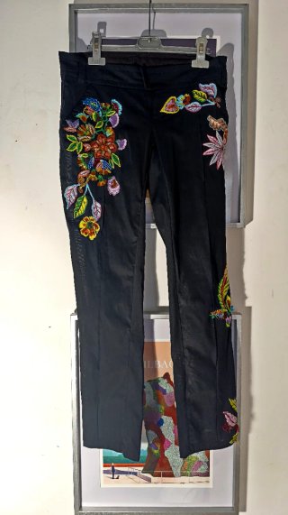 Pantaloni Paol neri skinny ricamati