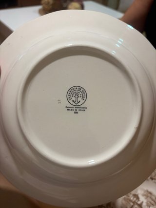 Platos Cartuja Porcelana Marrón y Blanco