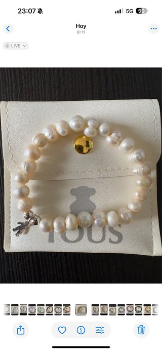Pulsera Perlas Río y Nácar con Adorno Plata