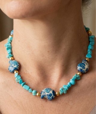 Collana Mediterranea Turchesi e Conchiglie in cera