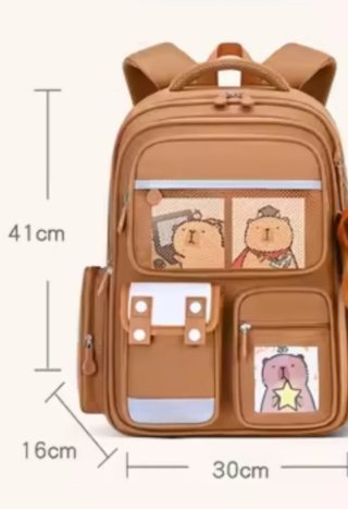 Mochila escolar con diseño de capibara