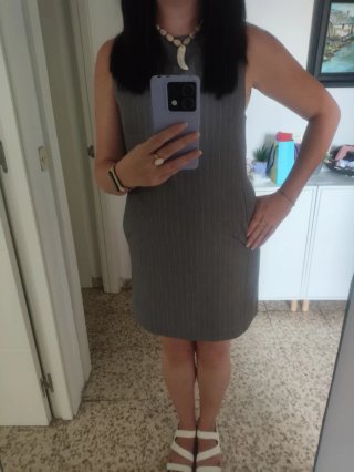 Vestido H&M gris con rayas