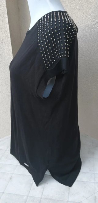 Liu Jo Top Donna Manica Corta Nera Borchie