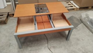 Mesa de centro elevable y extensible, madera y met