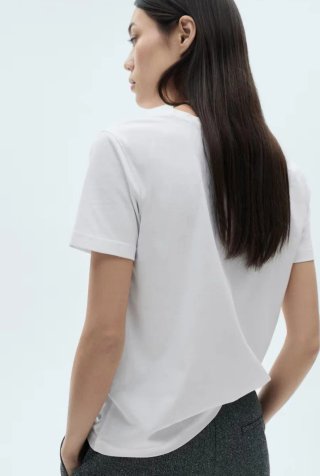 Camiseta Mango Básica Algodón Premium Mujer
