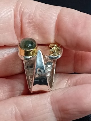 Anillo Plata Ley Ajustable Flores Labradorita