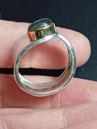 Anillo Plata Ley Ajustable Flores Labradorita