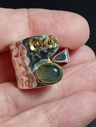 Anillo Plata Ley Ajustable Flores Labradorita