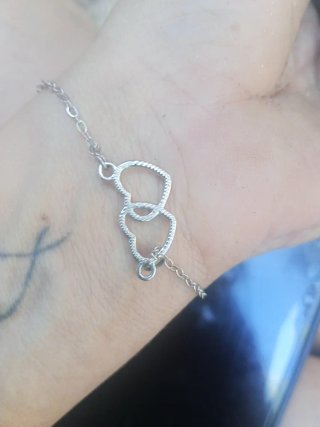 Pulsera plata eslabones corazón