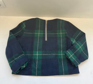 Conjunto cuadros verde y azul crop top falda