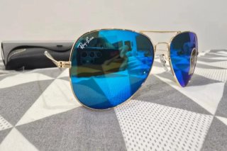 Gafas Ray-Ban Aviator Lente Azul Dorado