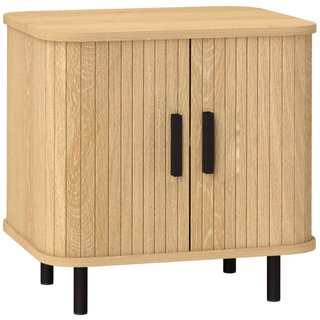 Mesita de noche mesa auxiliar con puertas de lamas