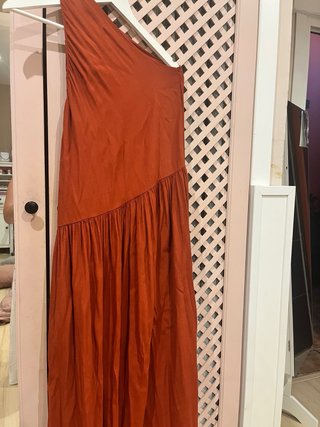 Vestido largo tirantas color teja