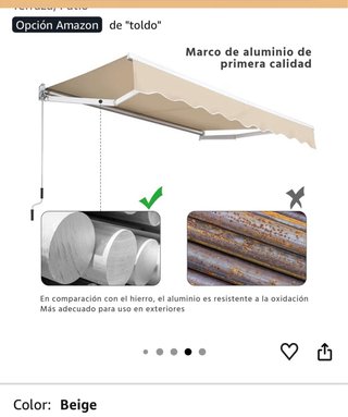 Toldo retráctil manual Yaheetech beige 250 x 200.