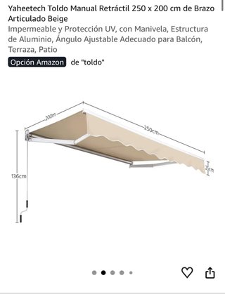 Toldo retráctil manual Yaheetech beige 250 x 200.