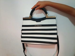 Bolso Michael Kors Negro y Blanco Rayas