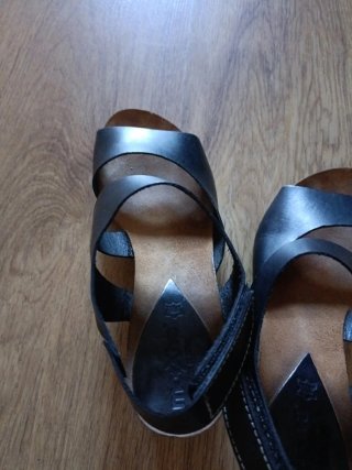 Sandalias tacón piel negras talla 37