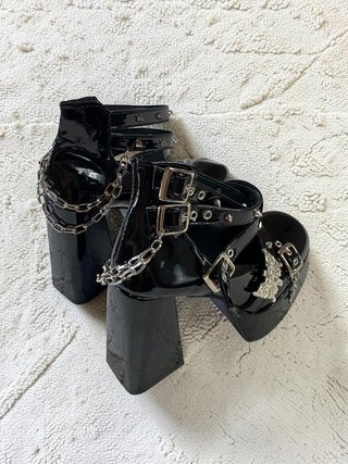 Zapatos Góticos Charol Plataforma Cadenas