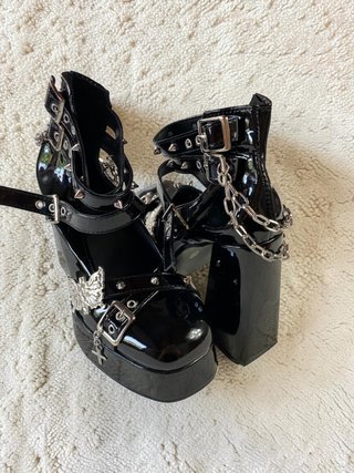 Zapatos Góticos Charol Plataforma Cadenas