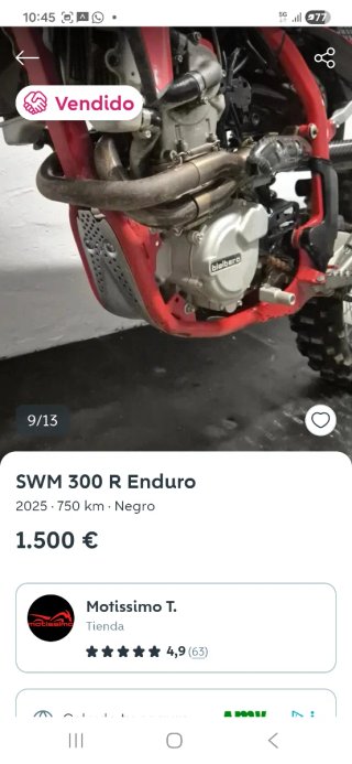 Swm 300 Enduro 4T Moto Negra y Roja