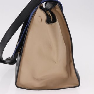 CELINE Trapeze Hand Bag Leather 2way Black Gold