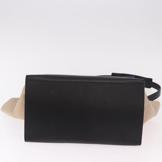 CELINE Trapeze Hand Bag Leather 2way Black Gold